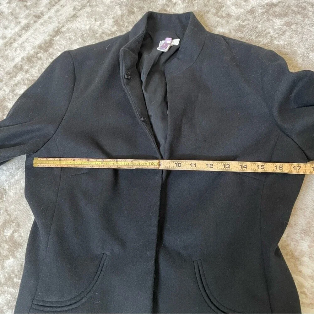 Chico's jacket/blazer size 1 black wool feel/look - hook eye closure LG - Picture 7 of 11